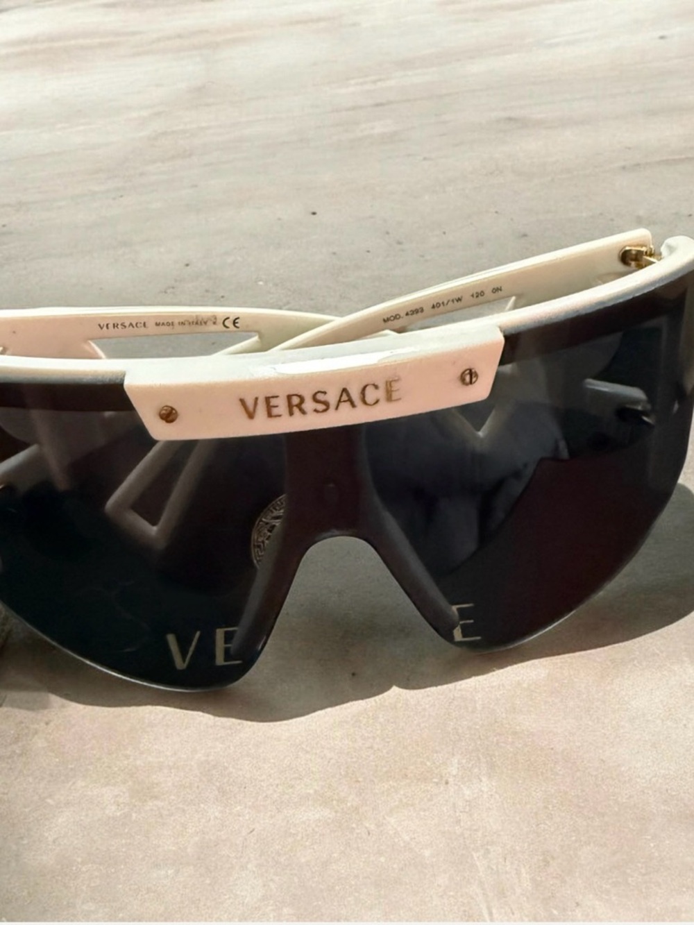 Versace White and Black Shield Visor Sunglasses